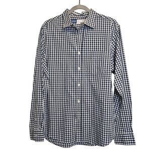 Old Navy White Blue Checkerboard Button-up Long Sleeve Men's Shirt Medium